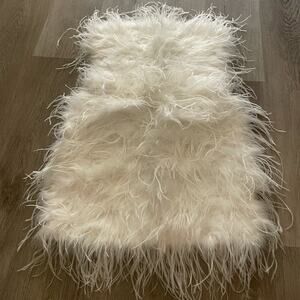 Lamarque triana white all over feather strapless mini wedding bridal dress M NEW